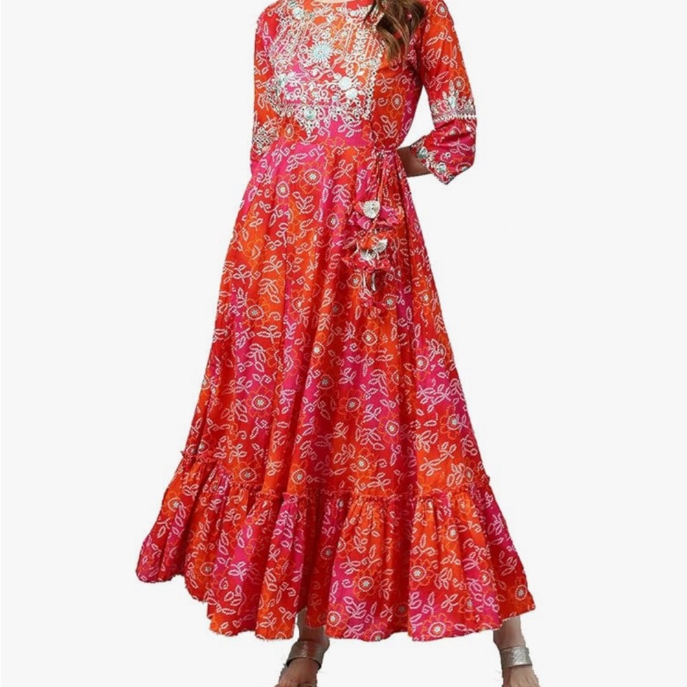Indian pink orange anarkali dress